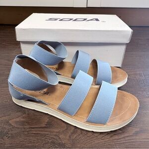 SODA SUSHI BLUE ELASTIC STRETCHY BANDAGE SANDALS